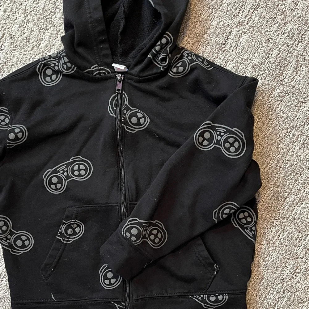 Kids Old Navy Black Hoodie Video Game Design Sz 8